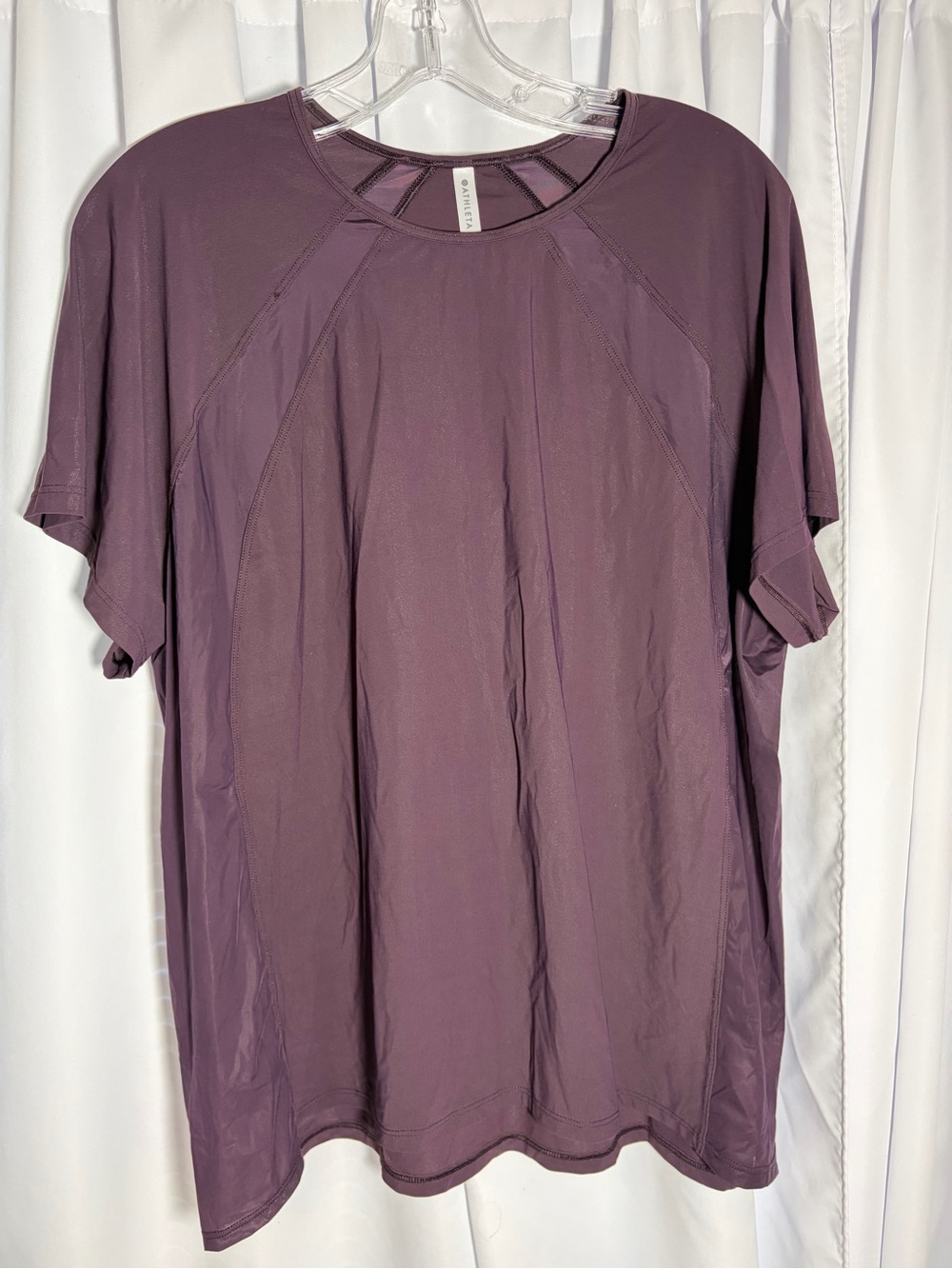 ATHLETA Plum  T-Shirt with Mesh Inserts size XL
